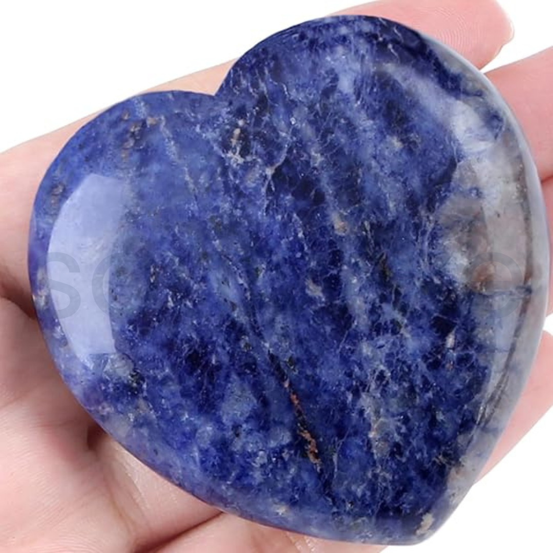 Sodalite Heart Stone Polished Natural Crystal for Meditation Calm Energy Emotional Balance Spiritual Home Décor Gift