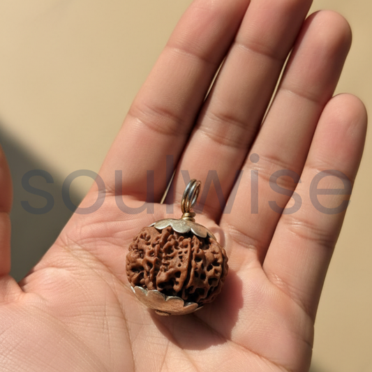 8 Mukhi Rudraksha Silver Pendant – Certified Nepal Origin Ashta Mukhi Bead for Success, Obstacle Removal & Positive Energy (Unisex)