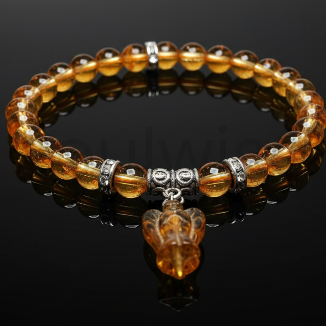 Citrine Bracelet with Angel Charm – Energy Healing Crystal Jewelry for Positivity & Protection