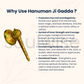Lord Hanuman Pyrite & Selenite Healing Crystal Frame +Sidh Hanuman Ji Gadda with Stand – 3 Inch Gold-Plated, Vastu Remedy & Spiritual Decor Combo | Diwali Gift for Home & Office
