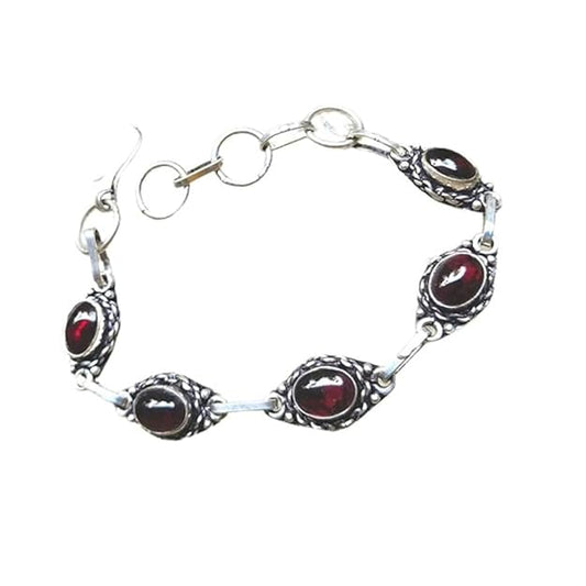 Garnet Crystal Embedded Bracelet – Natural Garnet Healing Bracelet for Passion, Energy & Protection (Unisex)