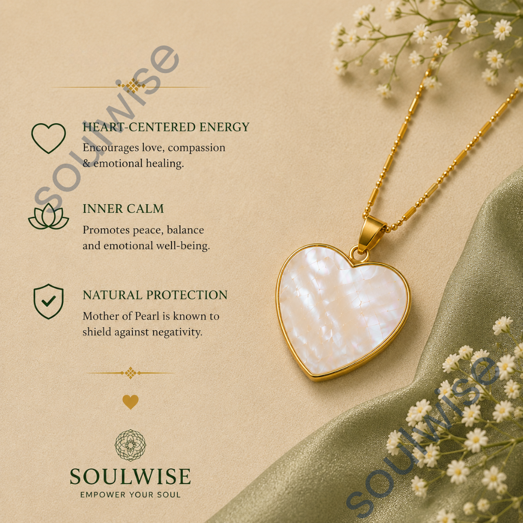 Mother of Pearl Heart Pendant with Chain – Natural Heart-Shaped Shell Necklace for Love, Harmony & Elegant Everyday Wear