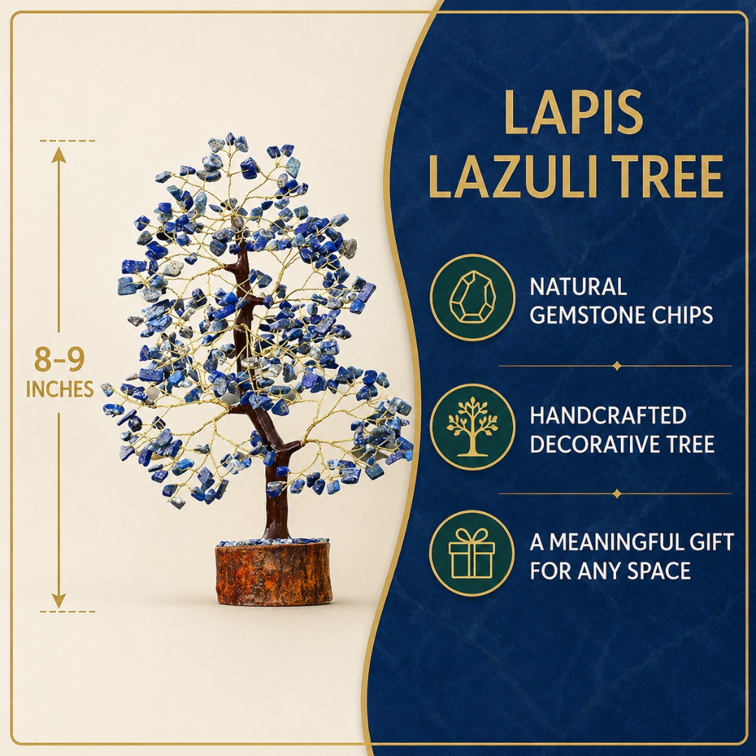 Lapis Lazuli Crystal Tree 8 Inch – Blue Gemstone Tree for Home Décor, Office Desk, Meditation & Spiritual Gifting