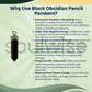Black Obsidian Pencil Pendant – Natural Healing Crystal Necklace for Protection, Grounding, Strength & Positive Energy