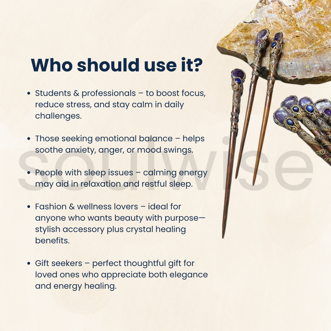 Amethyst & Lapis Lazuli Hair Stick – Crystal Healing Hair Pin for Spiritual Style