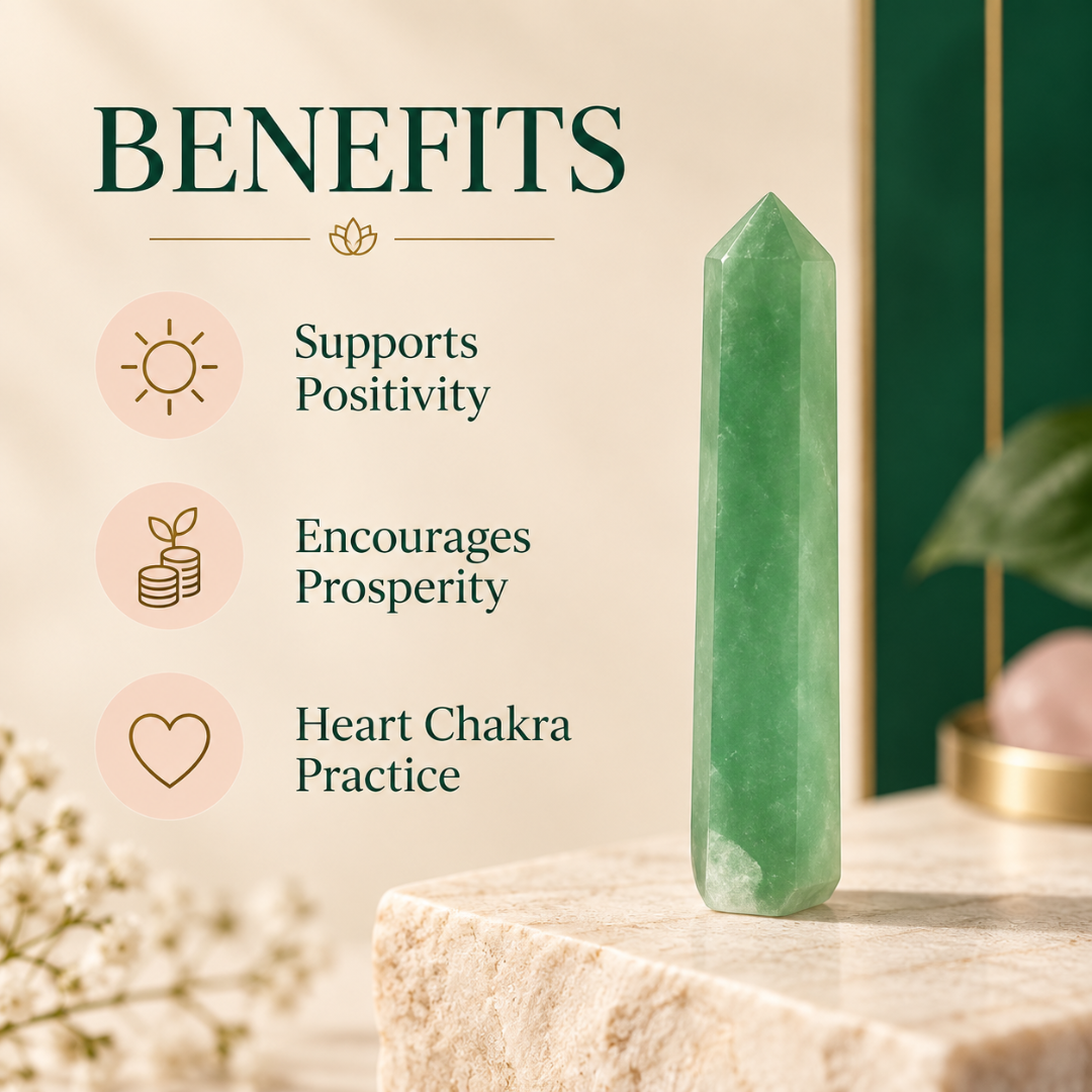Green Aventurine Crystal Pencil 3 Inch – Natural Healing Gemstone Point for Good Luck, Wealth, Prosperity, Heart Chakra Balancing, Reiki, Meditation & Positive Energy