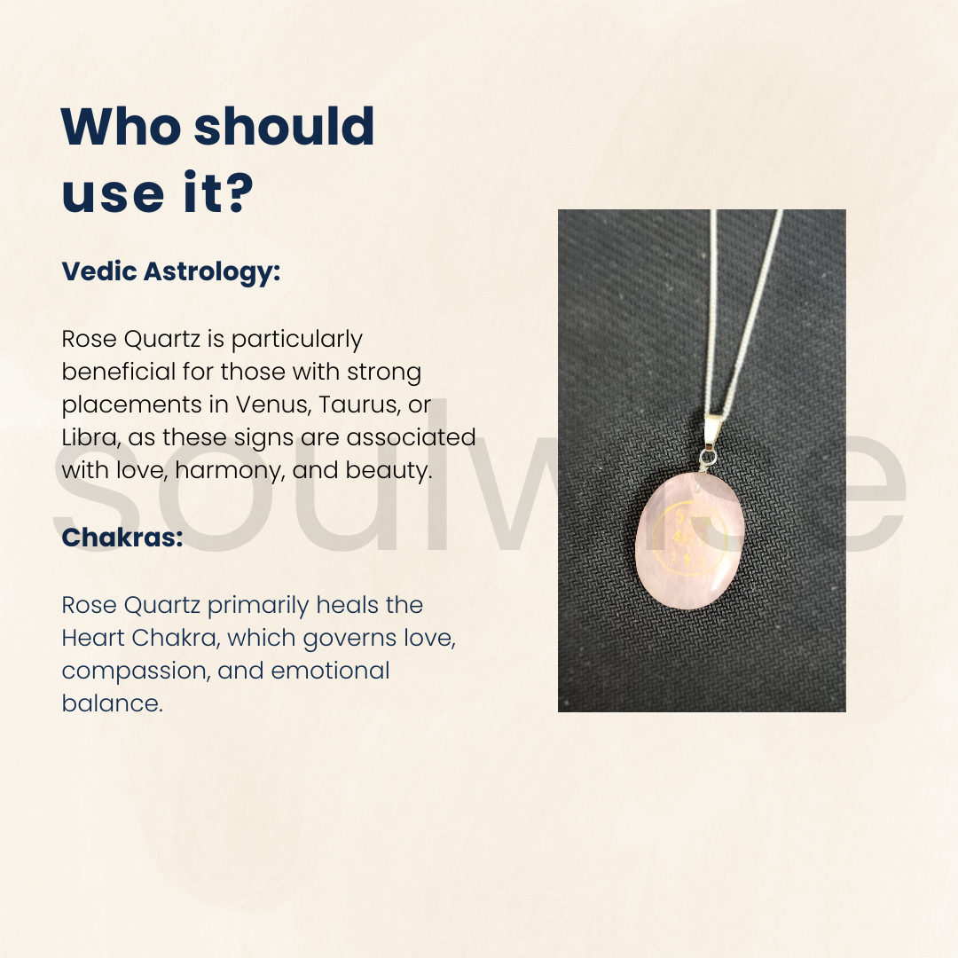 Soulwise Rose Quartz Angelic Symbol Pendant with Numbers 528 432 111, Certified, love symbol.
