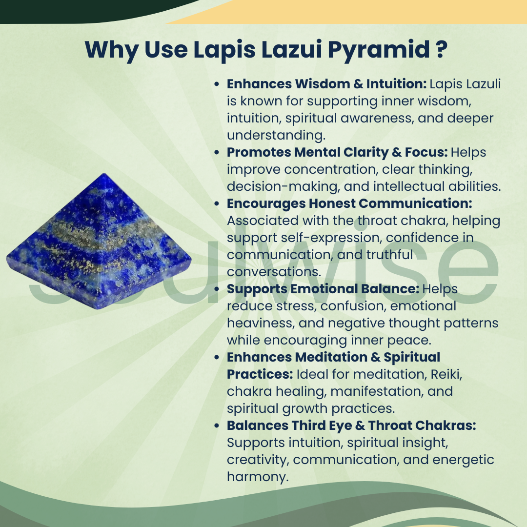 Natural Lapis Lazuli Crystal Pyramid – Wisdom, Intuition & Mental Clarity Reiki Healing Stone for Meditation, Chakra Balancing & Spiritual Décor