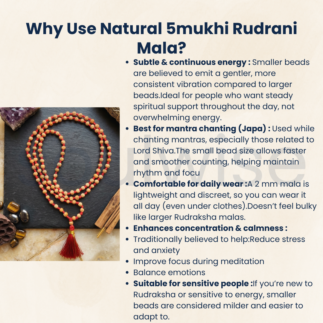 2mm Rudrani mala (108 Beads)for meditation and concentration.