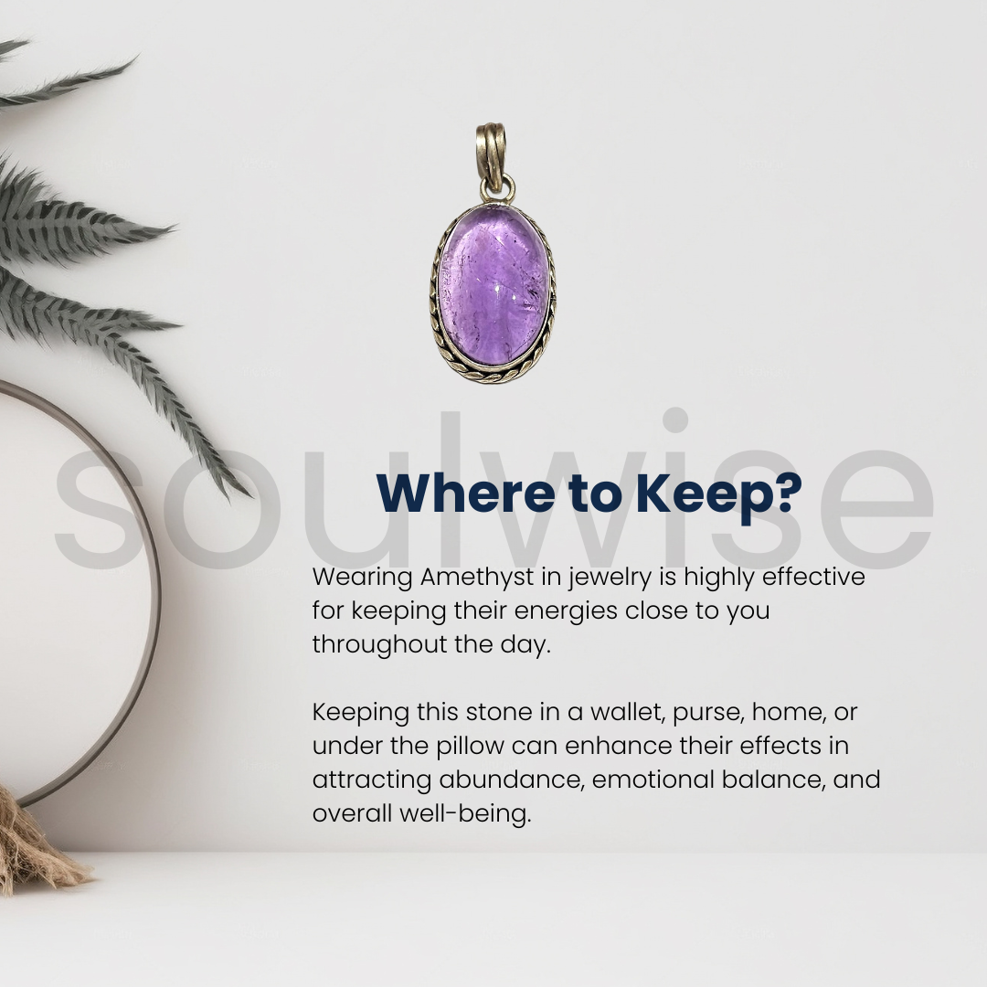 Natural Amethyst Crystal Pendant for Men & Women | Healing Stone Jewelry for Protection & Positive Energy