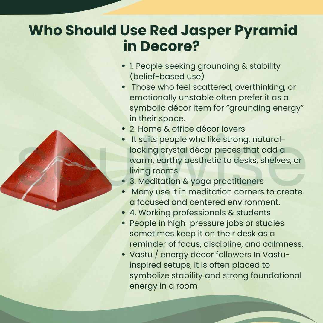 Natural Red Jasper Crystal Pyramid – Gemstone Energy Pyramid for Strength, Stability & Spiritual Décor