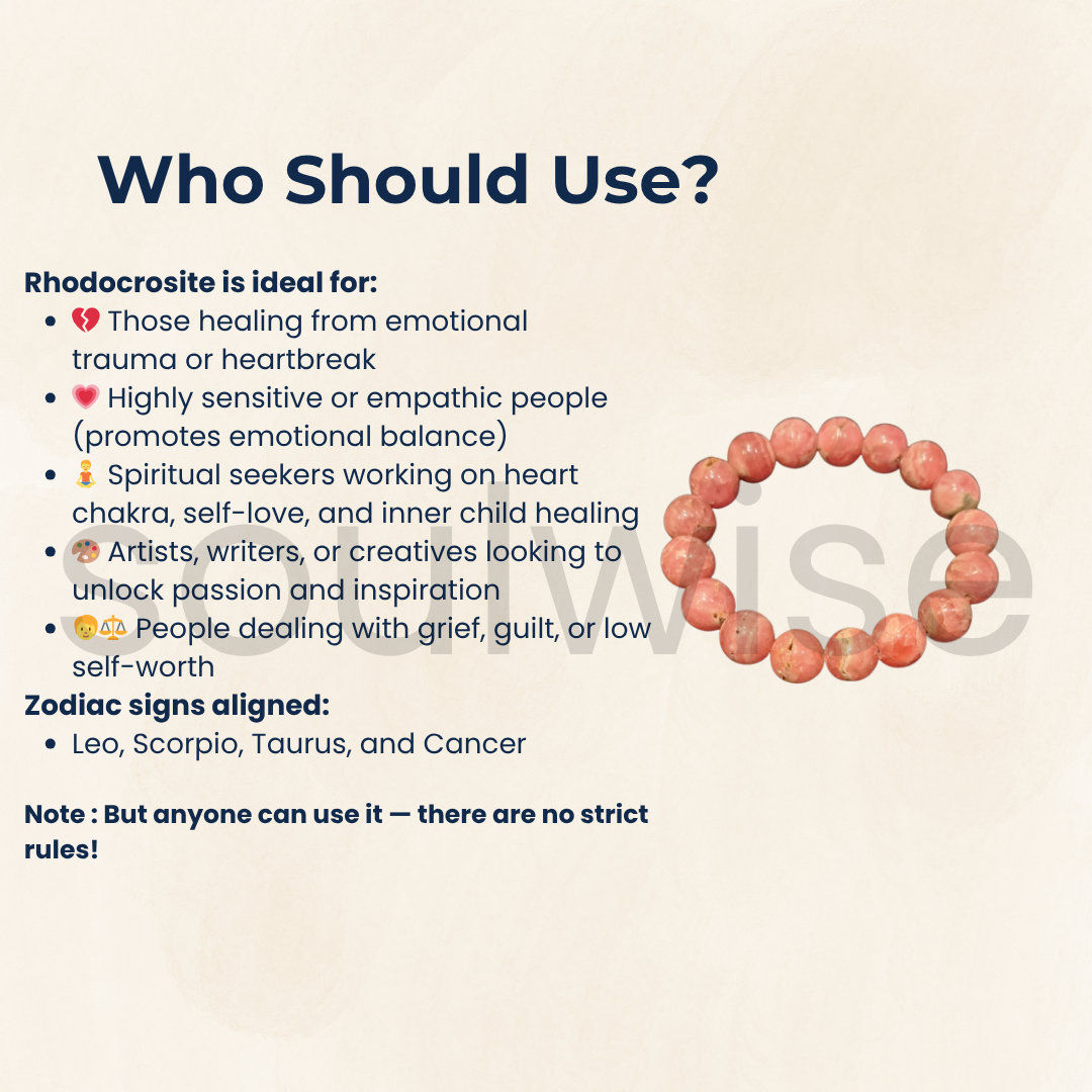 Rhodocrosite Gemstone Bracelet – 12mm Natural Beads for Heart Healing & Emotional Balance