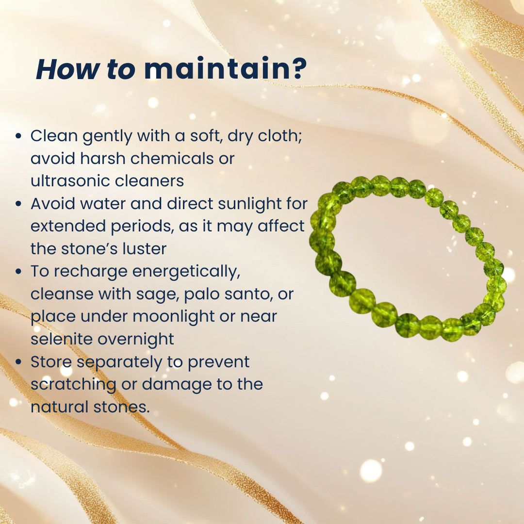 Enchanting Krystals Natural Peridot Gemstone Bracelet for Relationship Healing and Emotional Balance, 8mm, Unisex
