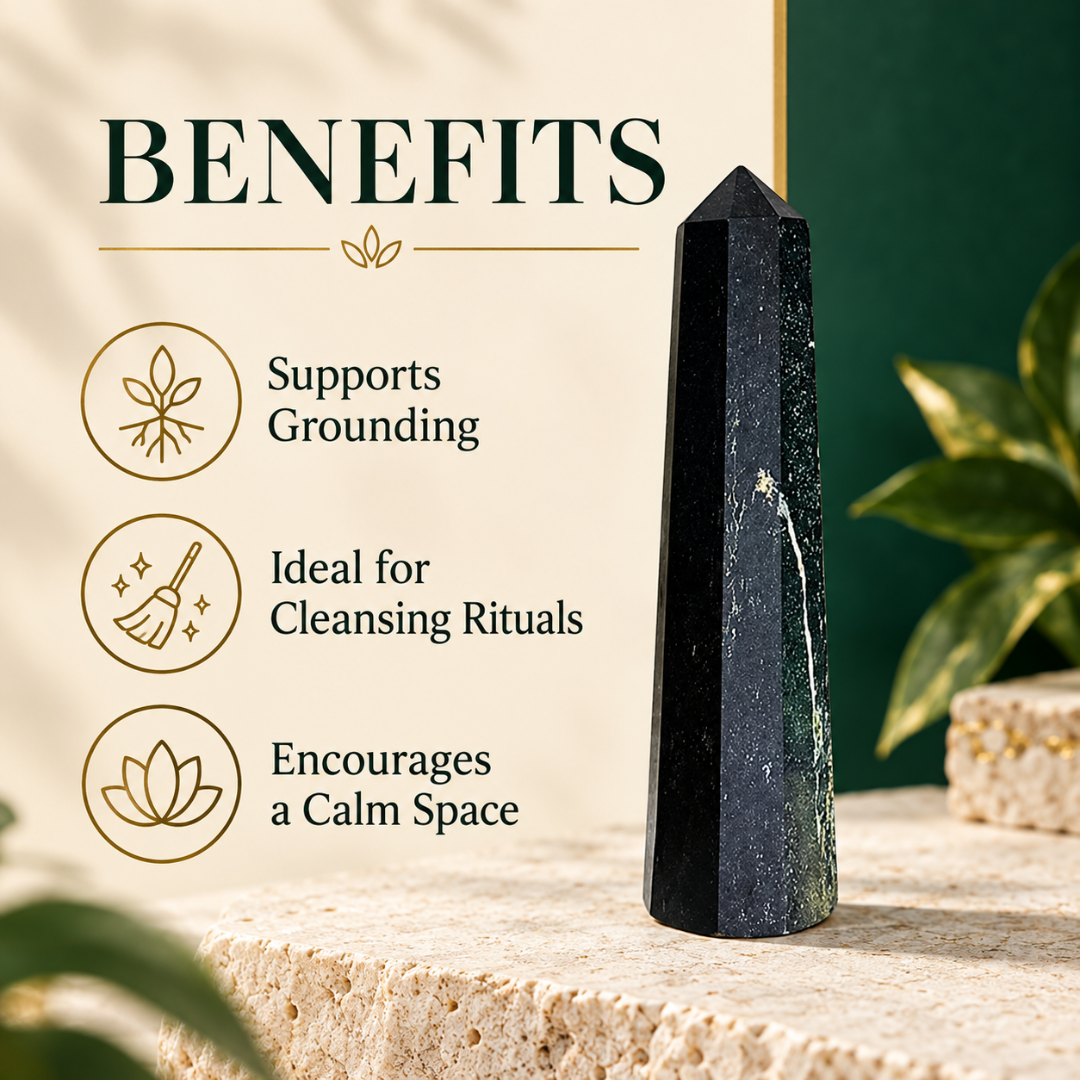 Black Tourmaline Tower 3 Inch – Natural Healing Crystal Point for Protection, Grounding, Negative Energy Cleansing, Reiki, Meditation & Positive Energy