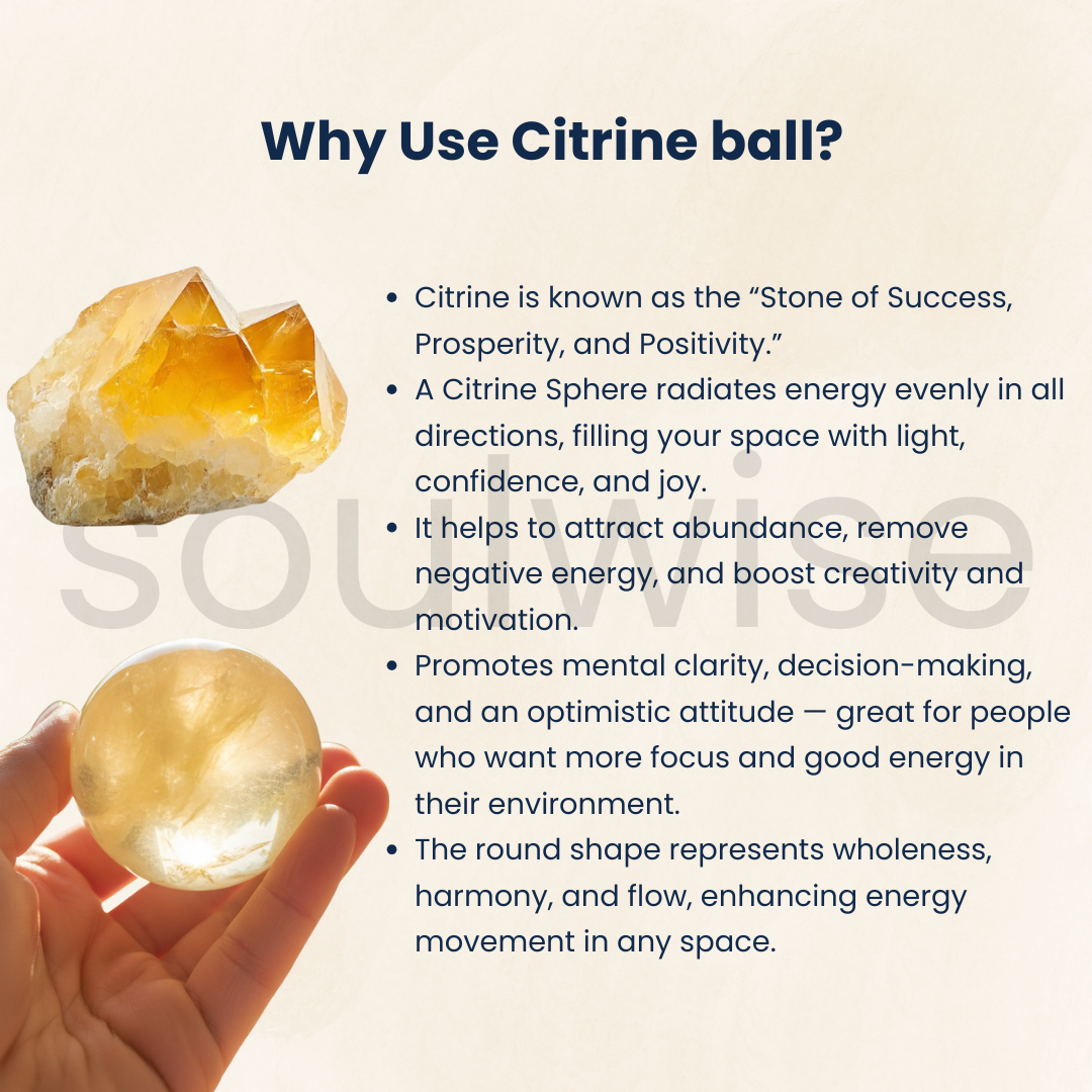 Natural Citrine Crystal Sphere – Healing Stone for Abundance, Positivity & Success