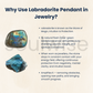 Labradorite Crystal Pencil Pendant Necklace – Handmade Natural Gemstone Point Pendant