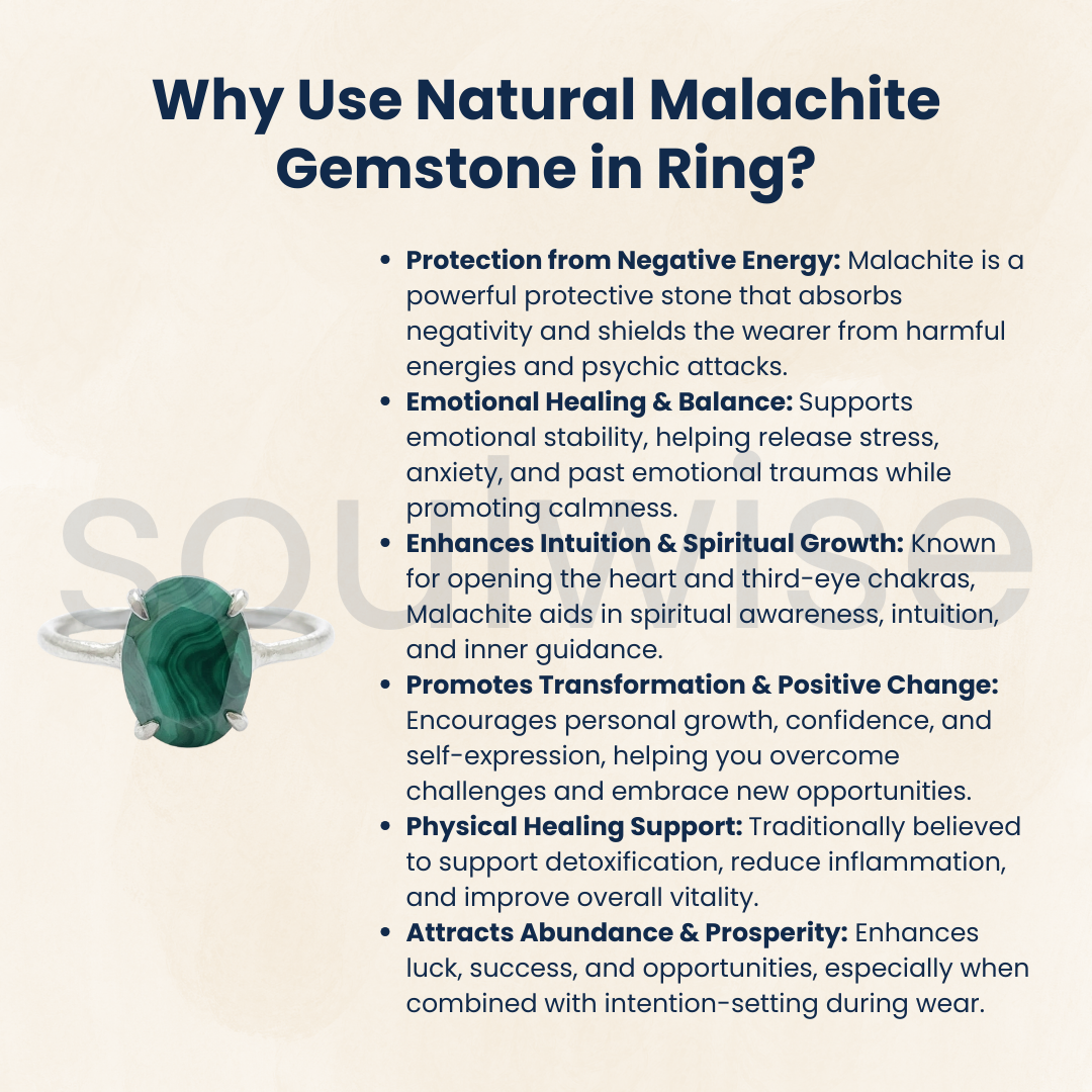 Natural Malachite Gemstone Ring – Healing,Transformation,Balance & Positivity.