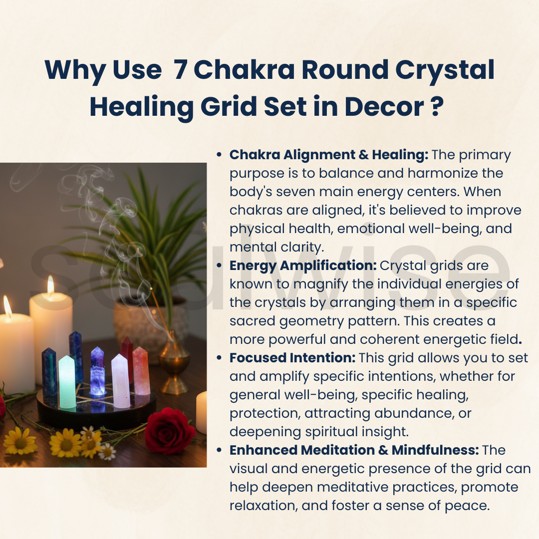 7 Chakra Sacred Geometry Crystal Set, Natural Healing Stones with Pentagram Base