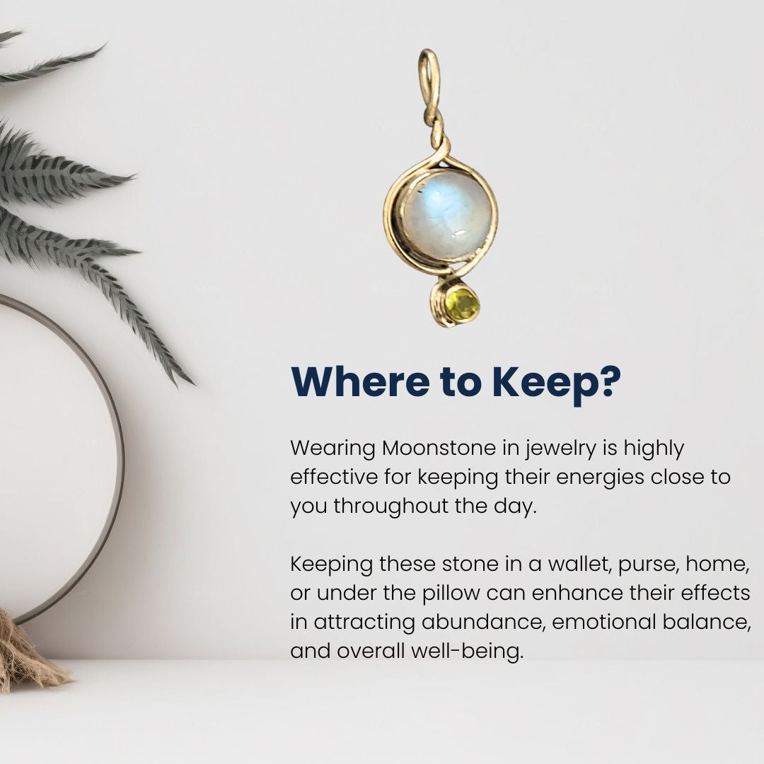 Certified Moonstone Pendant for Emotional Balance, Positivity & Intuition