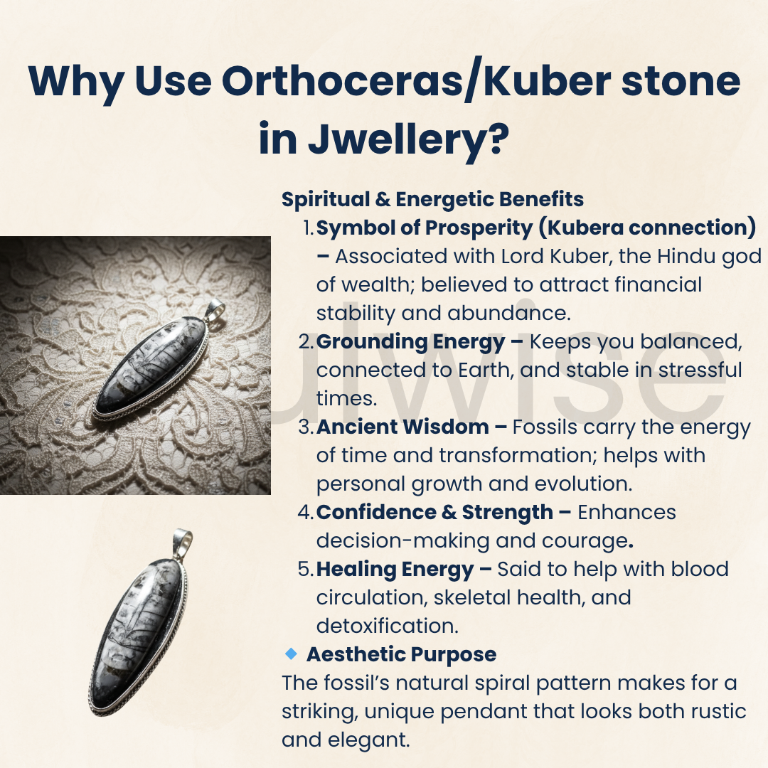 Orthoceras Fossil Kuber Stone Pendant, Kuber Locket, Unisex, Money magnet