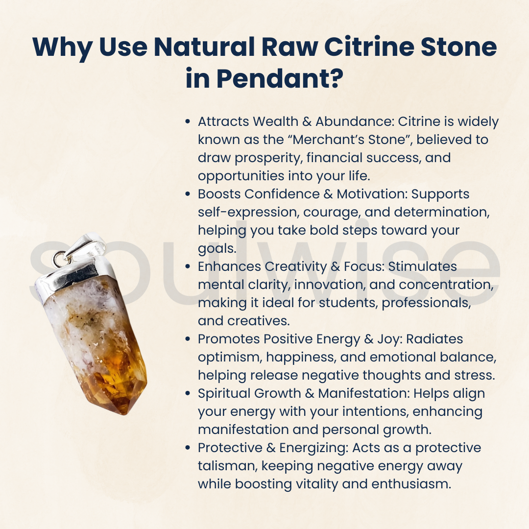 Natural Raw Citrine Pendant – Attract Abundance, Positivity & Success