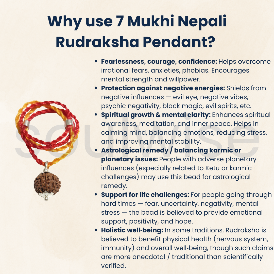7 Mukhi Rudraksha Silver-Plated Pendant – Certified Bead for Wealth, Success & Positive Energy