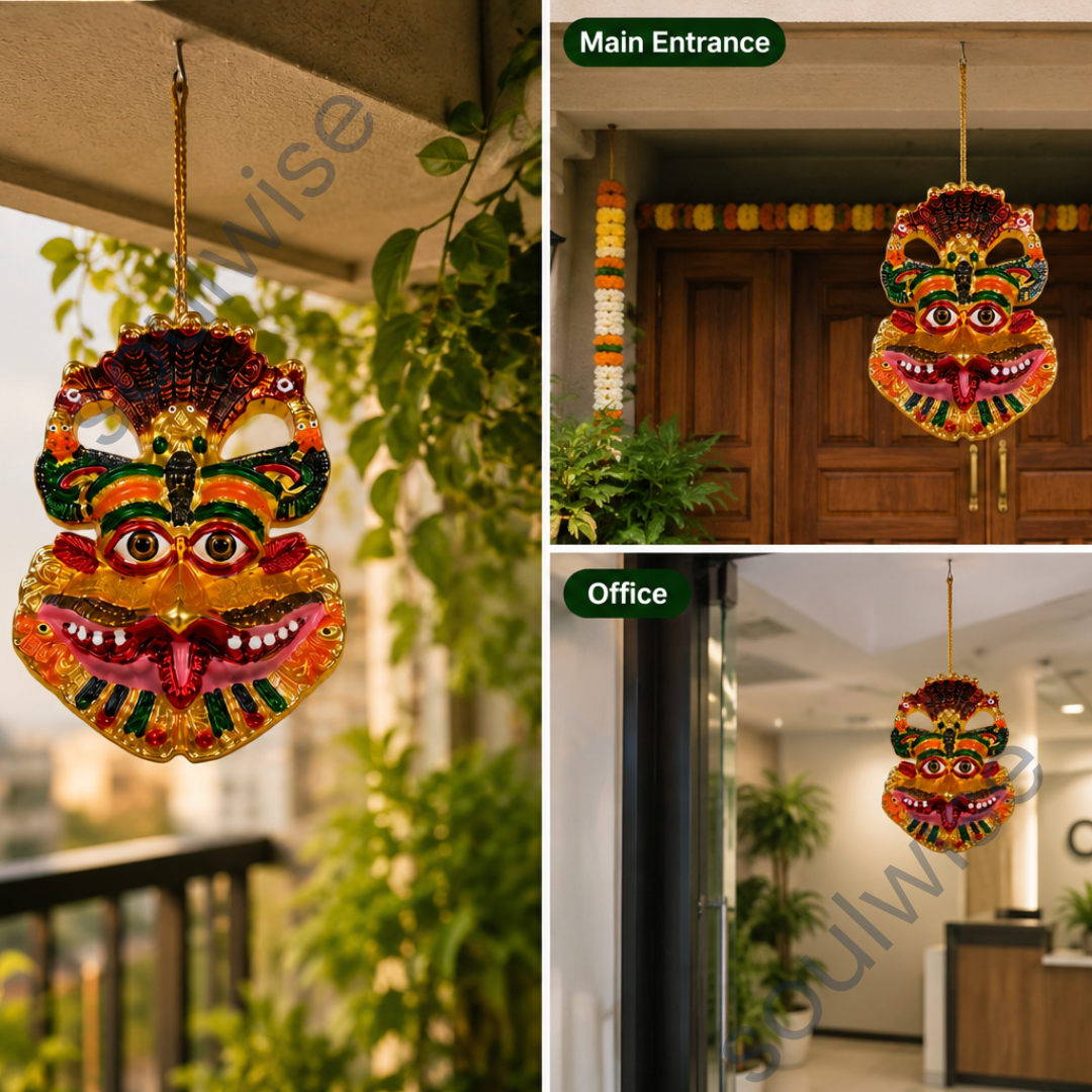 Handcrafted Kathakali Wall Mask – Traditional Kerala Decorative Wall Hanging for Home & Office Décor