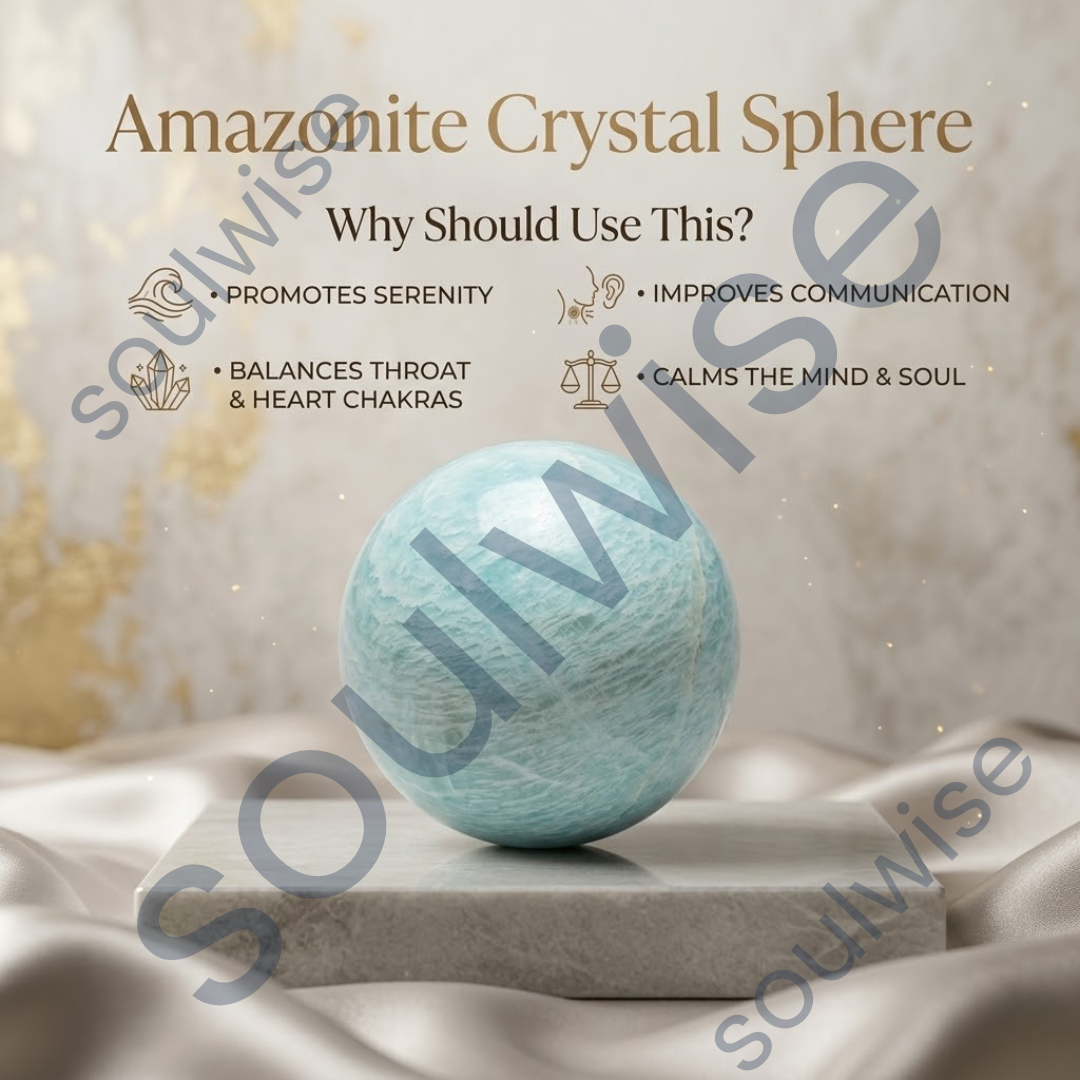 Amazonite Crystal Sphere – Natural Healing Crystal Ball for Calmness, Communication & Chakra Balancing | Polished Gemstone Sphere for Meditation, Reiki & Home Décor