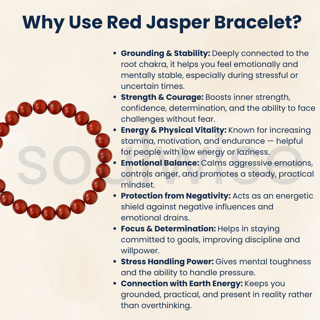 Red Jasper Bracelet 8mm – Natural Healing Crystal Beads for Stability, Courage & Emotional Balance | Grounding Stone | Unisex