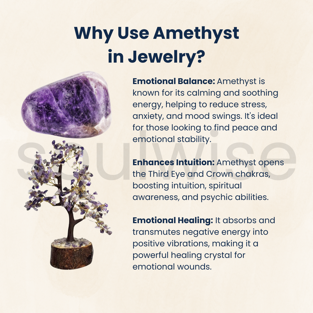 Soulwise Amethyst Crystal Tree for Positive Energy – 8-10 Inch Handcrafted Gemstone Bonsai Tree for Healing, Vastu, Home Decor, Meditation & Gifts