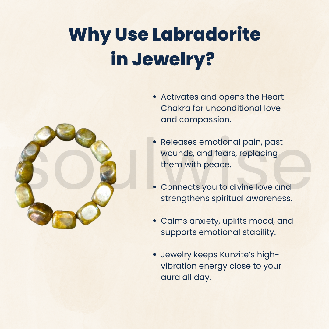 Labradorite Tumbles Bracelet – Natural Healing Crystal Bead Bracelet for Intuition, Protection & Energy Balance