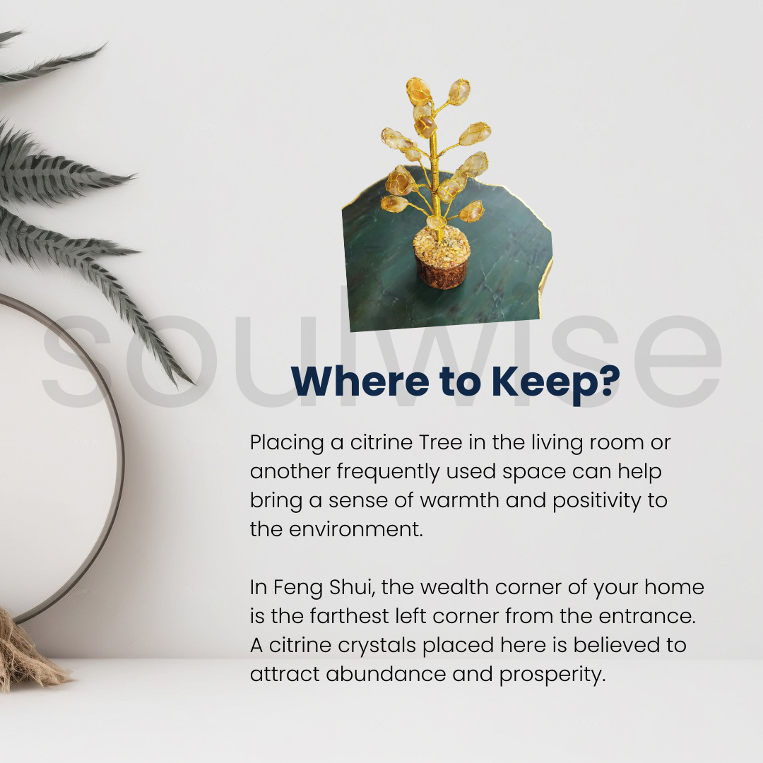 Wealth Citrine Tumbled Stone Tree – 7 Inch Crystal Money Tree for Abundance, Success & Positivity .