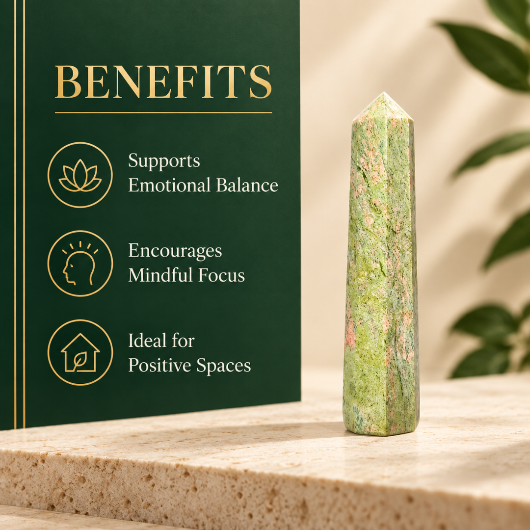 Natural Unakite Crystal Pencil – Healing Gemstone Point for Emotional Balance, Love, Compassion, Heart Chakra Balancing, Reiki, Meditation, Grounding & Positive Energy
