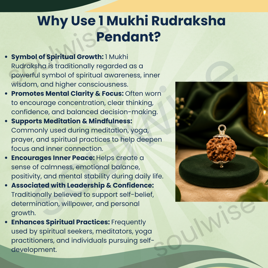 1 Mukhi Rudraksha Pendant Necklace – Sacred Bead for Spiritual Growth, Focus & Divine Blessings