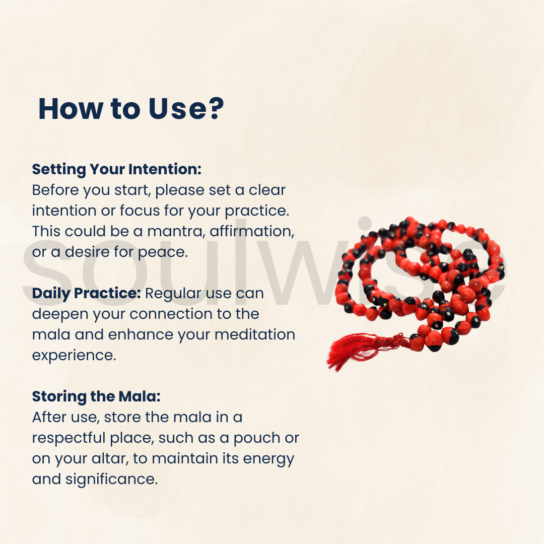Soulwise Rakta Gunja Mala | 108 Beads Rakta Gunja Japa Mala | Sacred Red Gunja Seed Mala for Mantra Chanting, Spiritual Sadhana & Energy Protection.