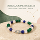 Taurus Zodiac Crystal Bracelet with Hamsa Hand Charm – Natural Multi-Stone Beaded Bracelet