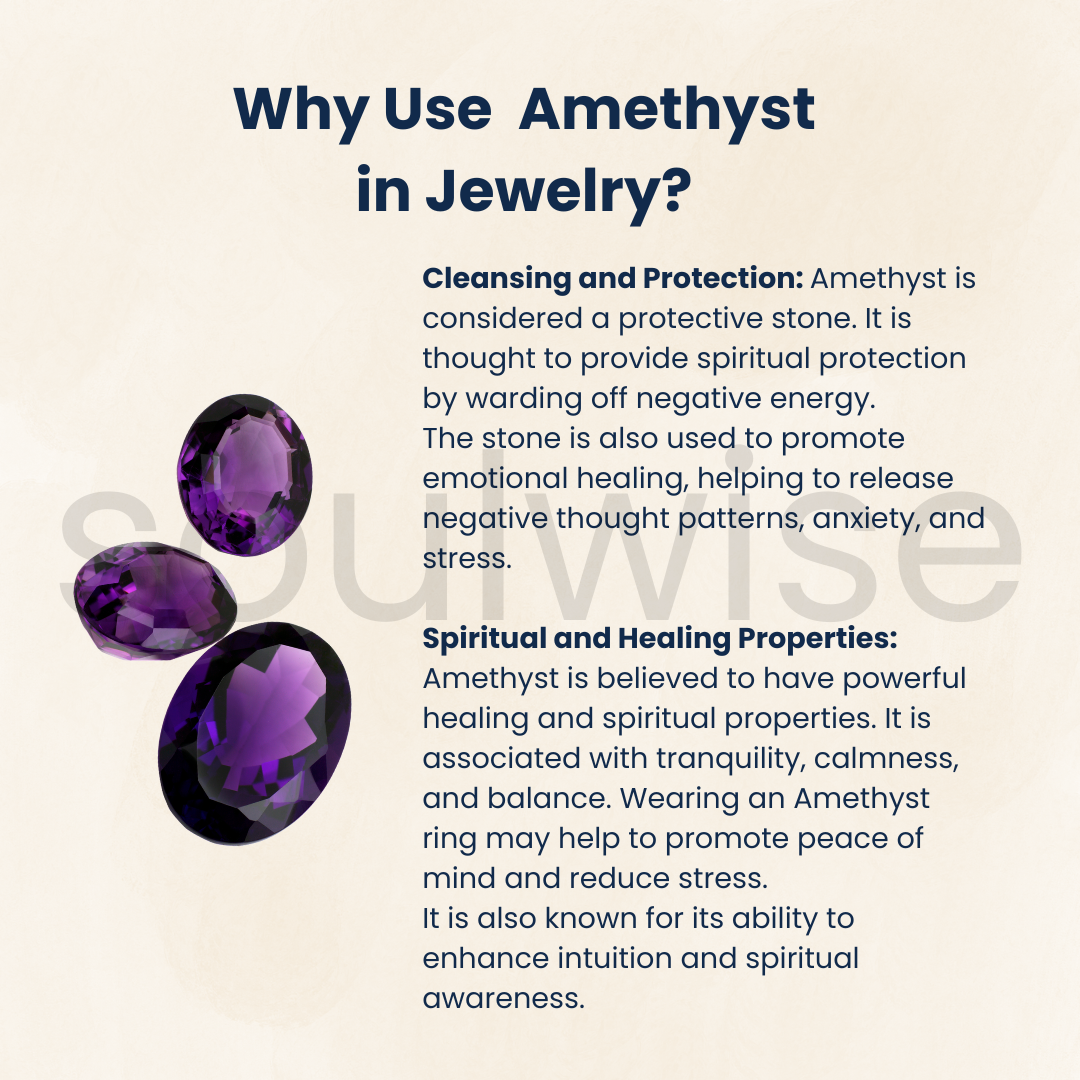 Soulwise Amethyst Ring – Adjustable Natural Crystal Healing Ring for Women & Men – Raw Amethyst Gemstone Jewelry for Energy, Balance & Style