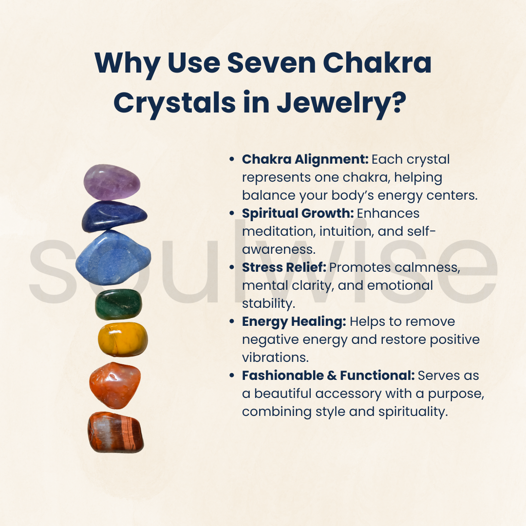 7 Chakra Healing Crystal Bracelet with Copper Reiki Symbol