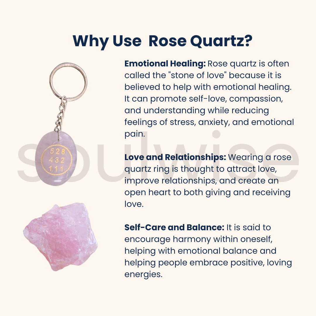 Soulwise Rose Quartz & Pyrite Healing Bracelet 10mm with Rose Quartz Angelic Keychain, Valentine's Gift Combo for Love, Positivity & Emotional Healing