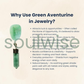Green Aventurine Pencil Pendant – Natural Healing Crystal Necklace for Luck, Prosperity, Heart Chakra & Positive Energy