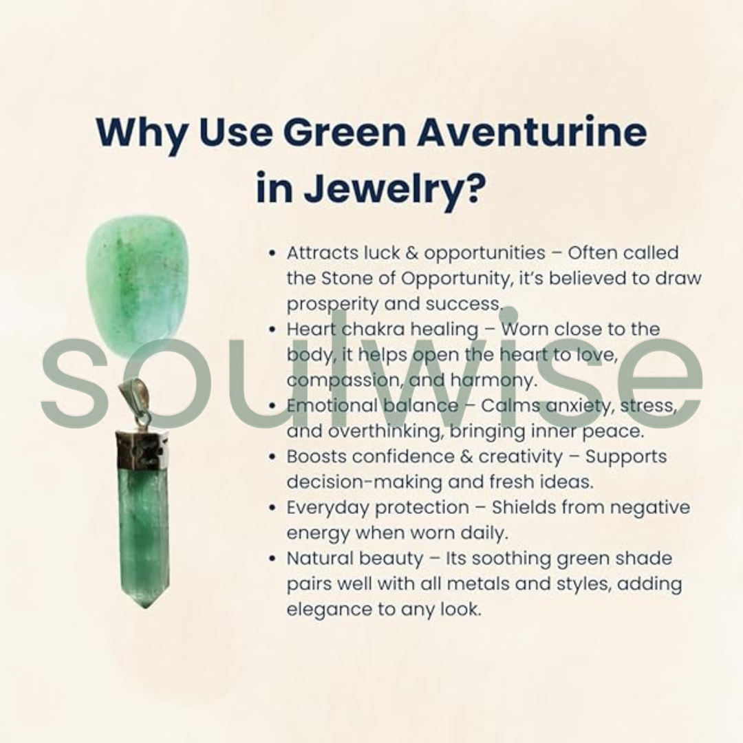 Green Aventurine Pencil Pendant – Natural Healing Crystal Necklace for Luck, Prosperity, Heart Chakra & Positive Energy