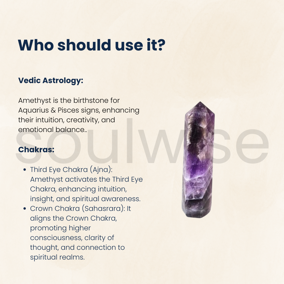Amethyst Crystal Tower Point – Natural Healing Stone for Meditation, Reiki Energy, Chakra Balancing & Home Decor – Polished Purple Quartz Generator – 3-4 inch