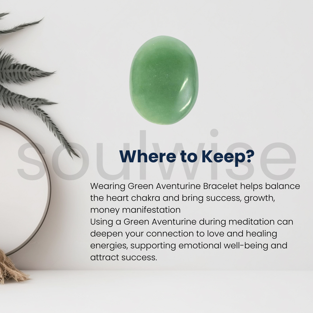 Soulwise Green Aventurine Palm Stone – Polished Worry Stone for Luck, Healing, Meditation, Energy Work & Pocket Comfort – Natural Crystal for Abundance & Stress Relief
