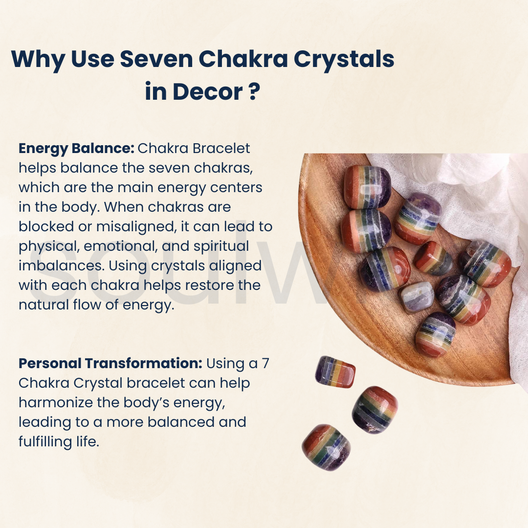 Seven Chakra Bonded Tumbled Stone – 1 Pc Natural Healing Crystal for Reiki, Meditation, Yoga & Energy Balancing.