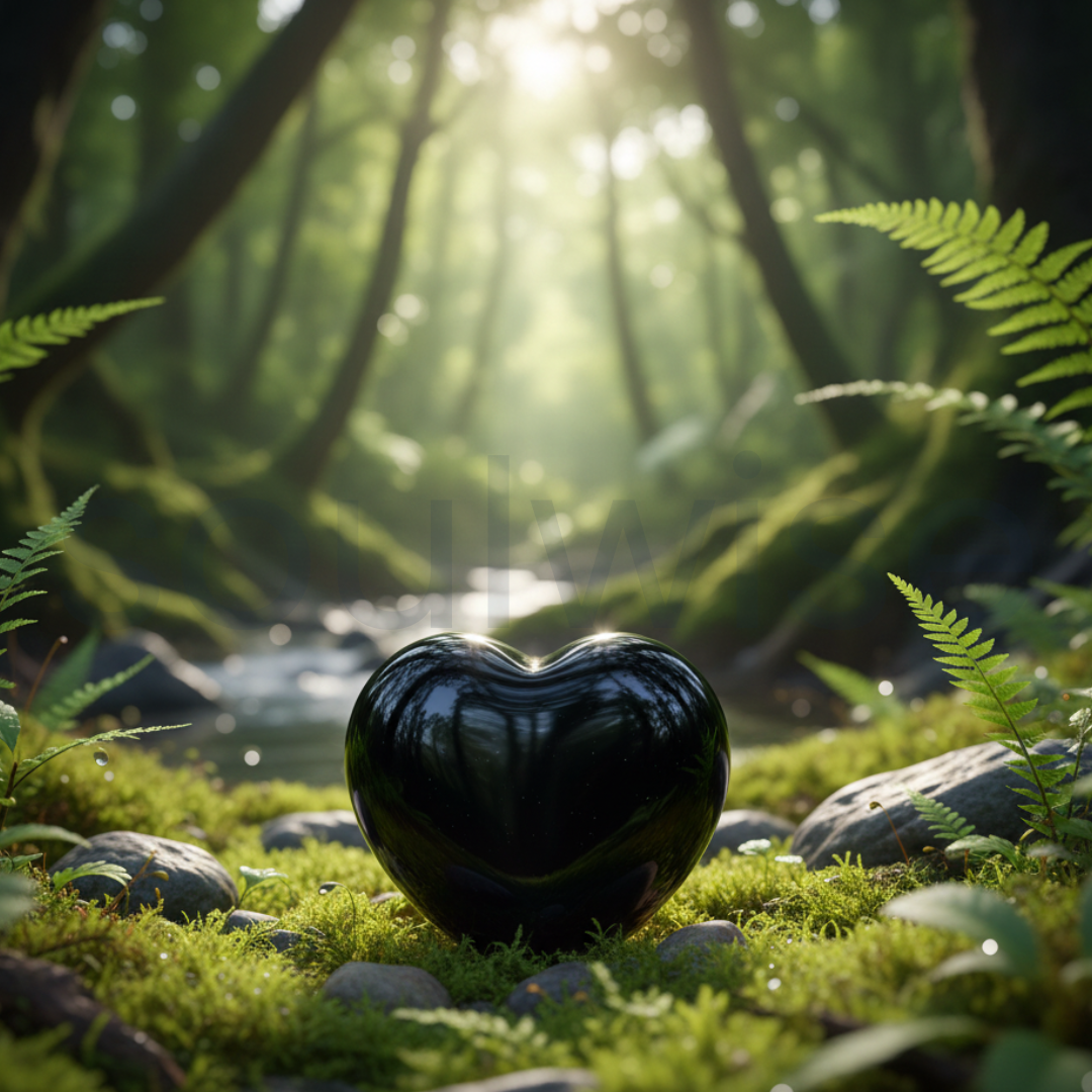 Black Obsidian Healing Crystal Heart-Shape Decor for Protection, Emotional Healing, Purification, and Spiritual Growth, Valentine Gift Housewarming (Black Obsidian)