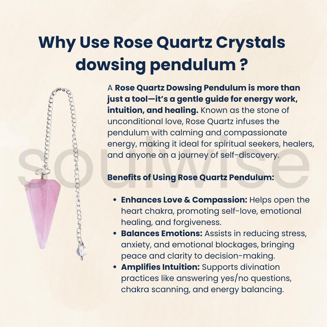 Soulwise Rose Quartz Faceted Dowsing Pendulum With Chain