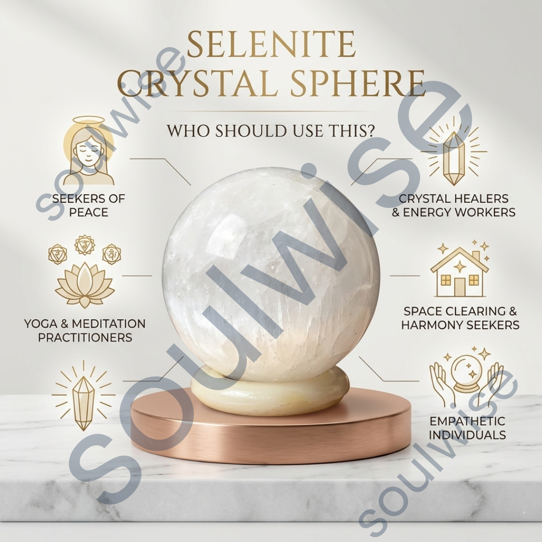 Selenite Crystal Sphere (60–65mm) – Natural Healing Crystal Ball for Meditation, Energy Cleansing, Reiki, Chakra Balancing & Home Décor