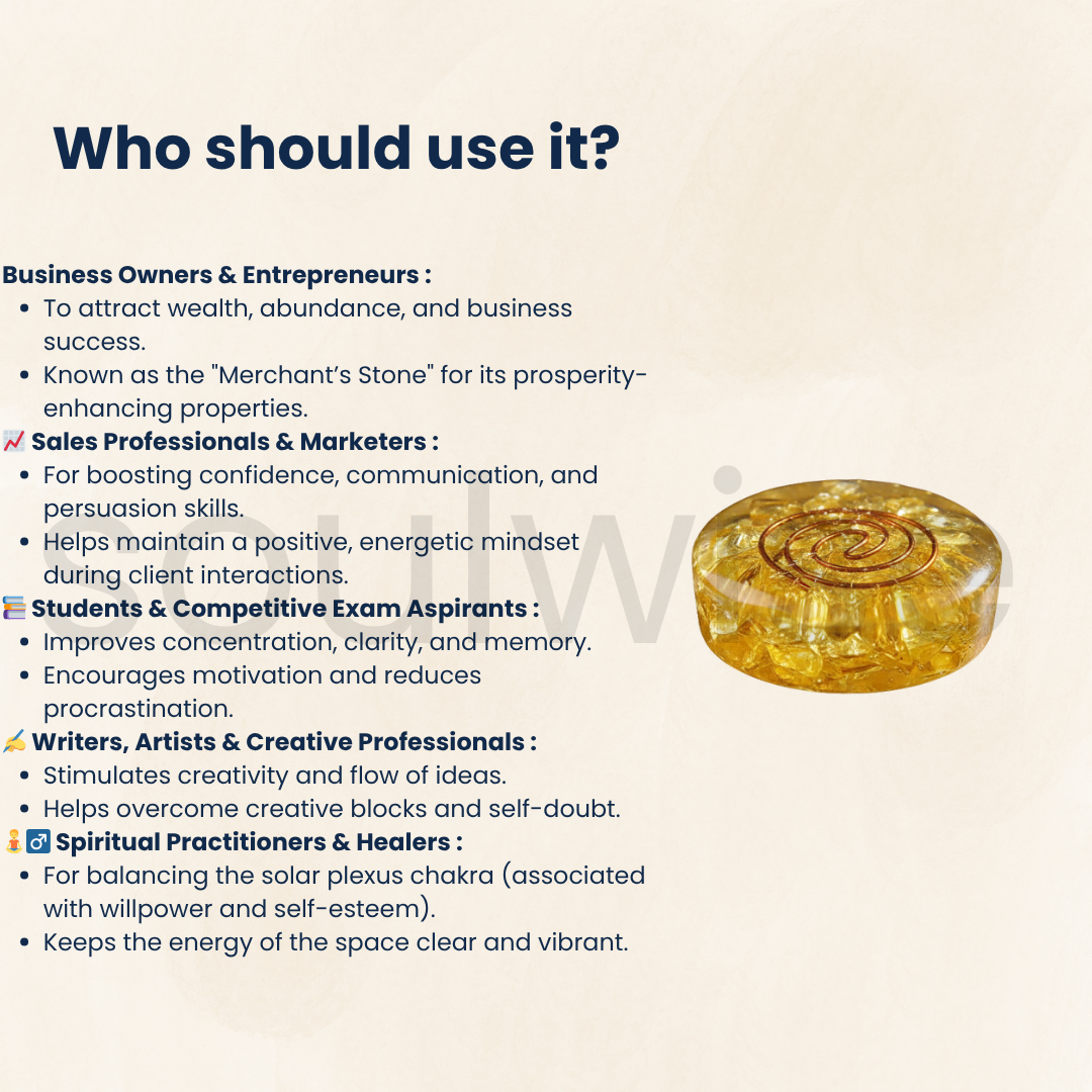 Natural Citrine Crystal Paperweight – Raw Polished Gemstone for Positivity, Desk Decor