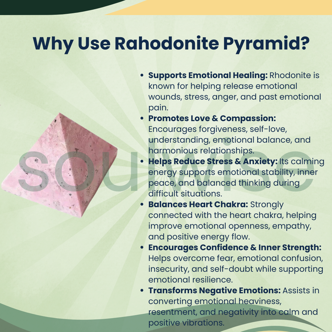 Natural Rhodonite Crystal Pyramid – Gemstone Energy Pyramid for Balance, Compassion & Spiritual Décor