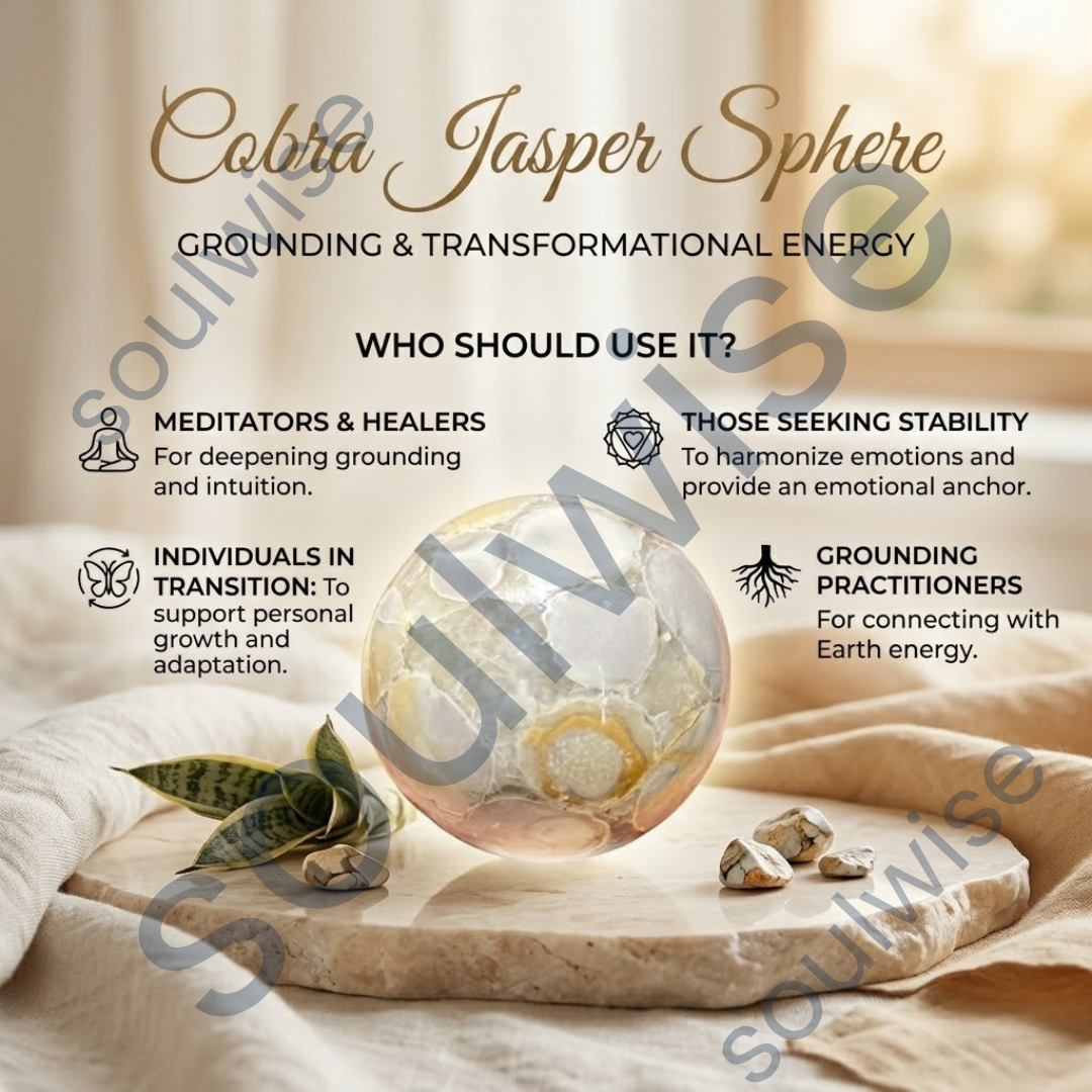 Cobra Jasper Crystal Sphere – Natural Healing Crystal Ball for Grounding, Protection, Strength & Positive Energy | Polished Gemstone Sphere for Meditation, Reiki & Home Décor